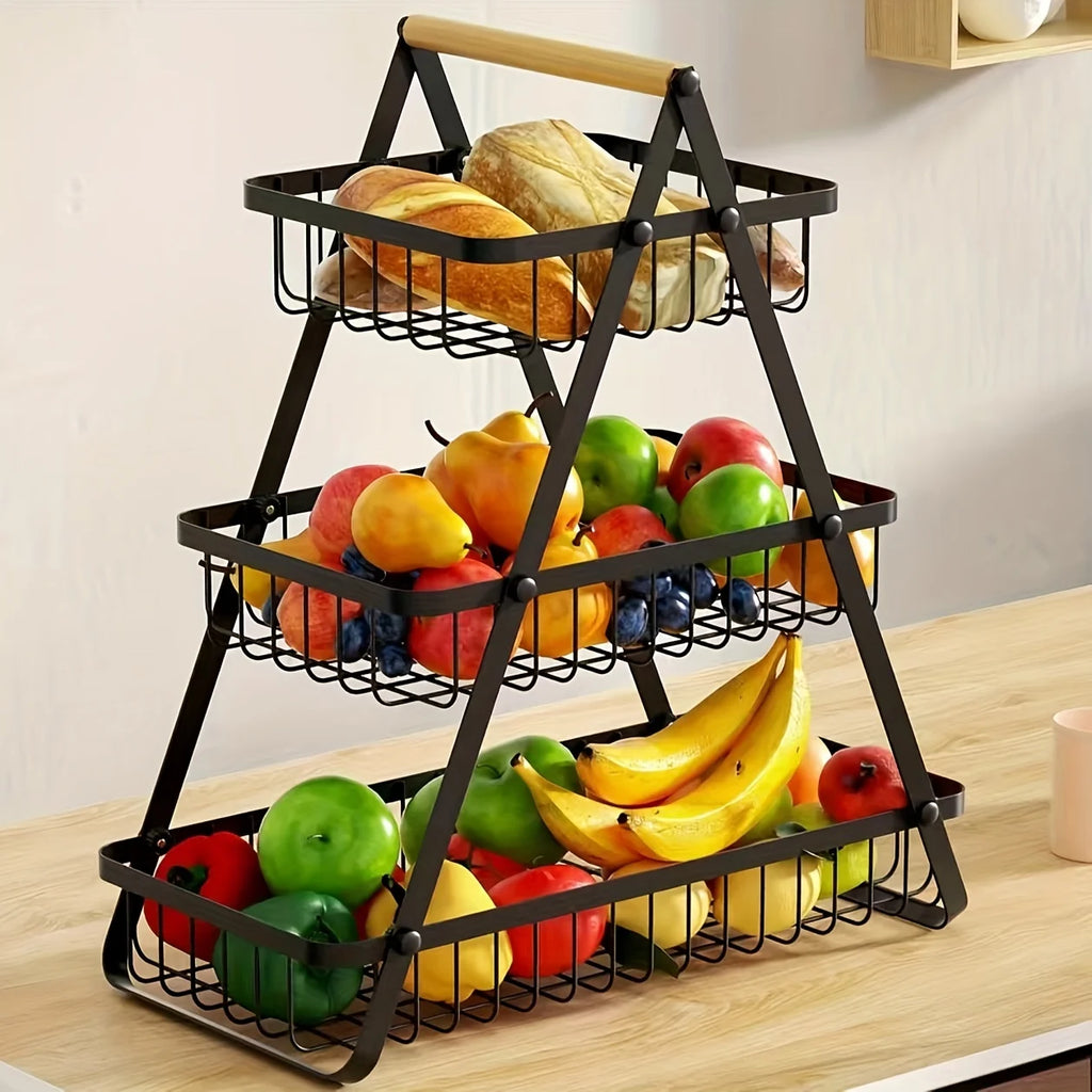 2 Tier Countertop Fruit Basket,Portable Fruit Bowle Basket for Kitchen Organizer Storage & Fruits Vegetable Bread Snacks Basket - Sun Studio