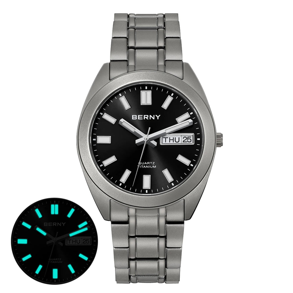 BERNY Titanium Watch for Men Supper Light Weight Wristwatch Super Luminous Sapphire 10ATM Waterproof Sport Field Quartz Watches - Sun Studio