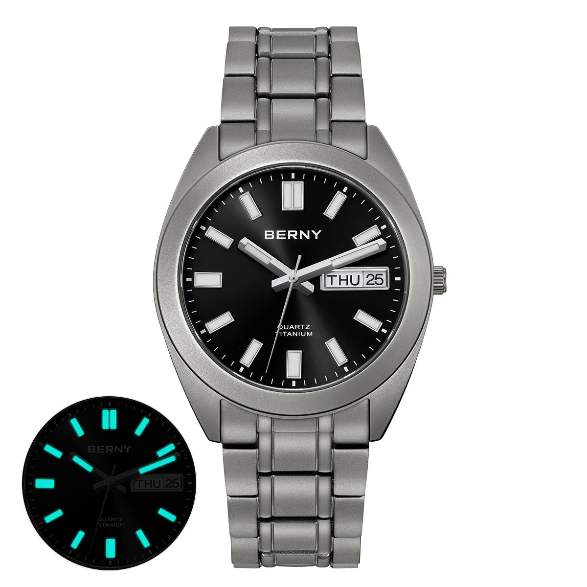 BERNY Titanium Watch for Men Supper Light Weight Wristwatch Super Luminous Sapphire 10ATM Waterproof Sport Field Quartz Watches - Sun Studio