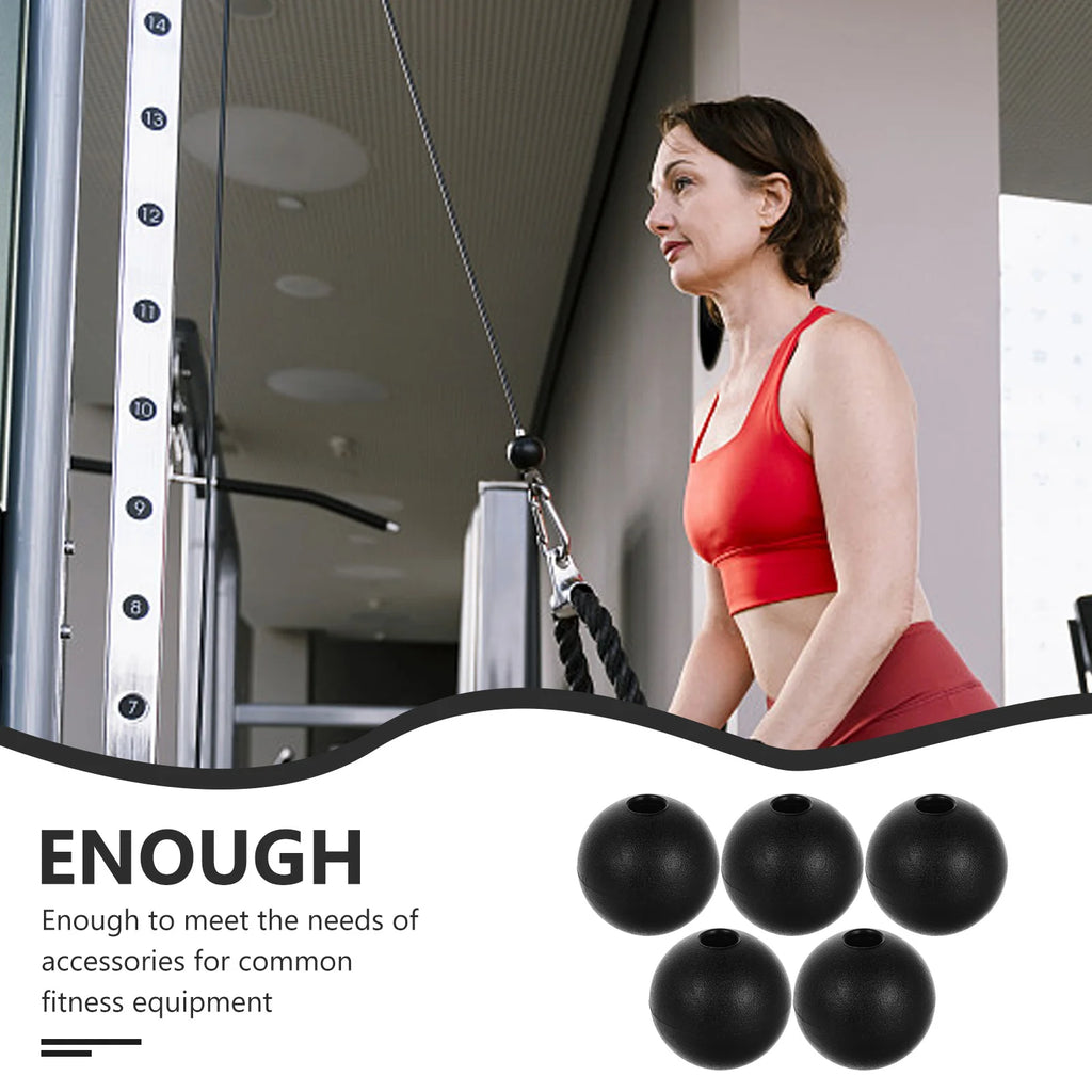 5Pcs Gym Accessories Fitness Cable Ball Stopper Steel Wire Rope Limiters Home Workout Components Pulley Attachment - Sun Studio