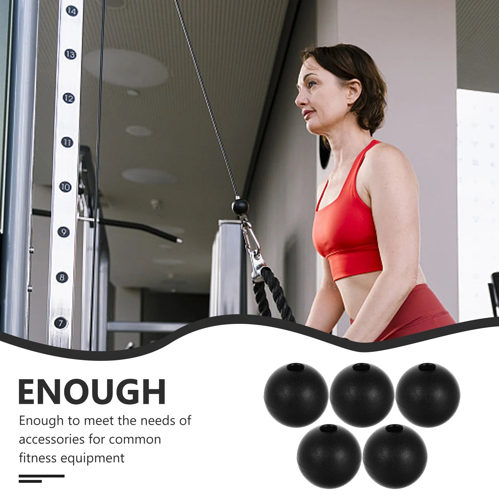 5Pcs Gym Accessories Fitness Cable Ball Stopper Steel Wire Rope Limiters Home Workout Components Pulley Attachment - Sun Studio