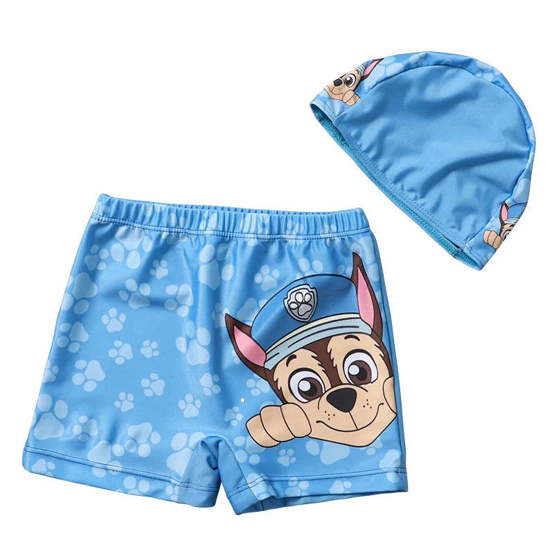 Kid Swimwear Pants Cap Set Baby Boy Swimsuit Shorts Cartoon PAW Patrol kids Swimming Trunks Gift - Sun Studio