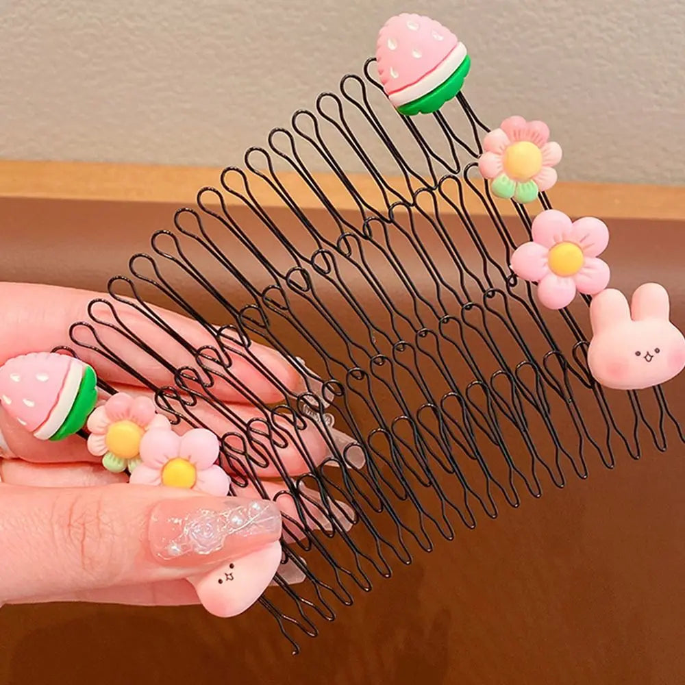 Kids Spring Hair Comb Cartoon Invisible Comb Teeth Extra Hair Holder Sweet U Shape Hair Styling Comb Fixed Combs Girls Hair Wear - Sun Studio