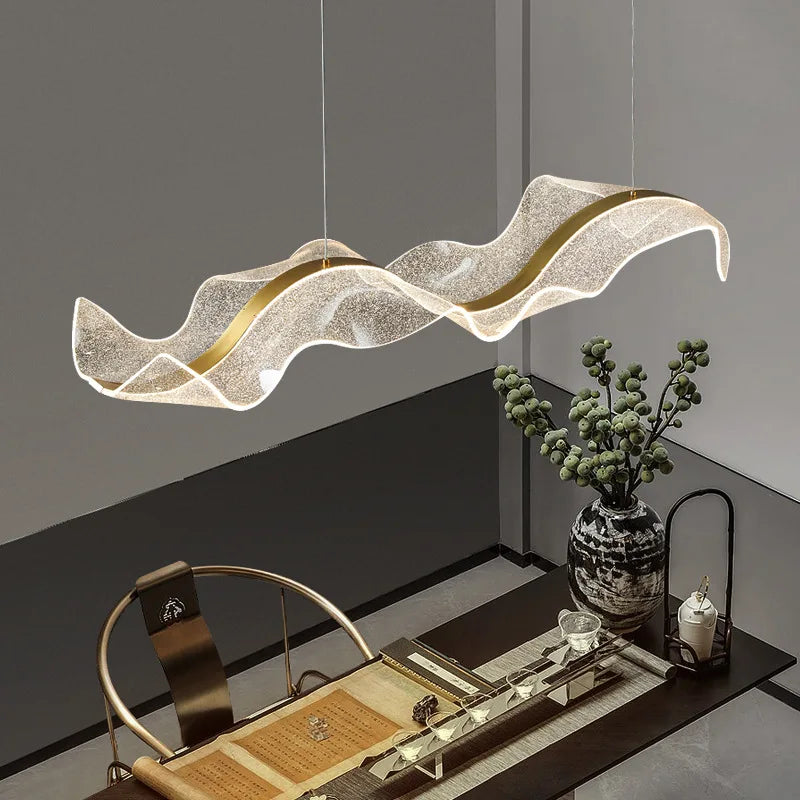 Nordic Designer Wave LED Pendant Lights Acrylic Dimmable for Table Dining Living Room Kitchen Chandelier Home Decor Lamp Fixture - Sun Studio