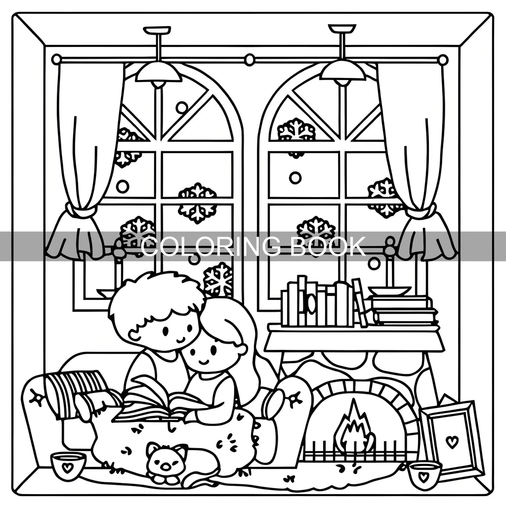 Deluxe Couples Coloring Book for Adults - 24 Thick Pages, 7.8x7.8 Inch, Unique Original Designs for Relaxation and Sweet Moments - Sun Studio