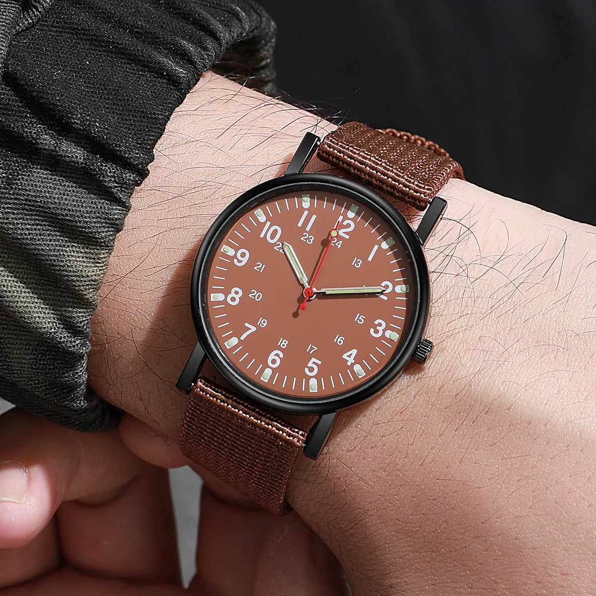 5 pieces/set of sports watches, single nylon strap, outdoor quartz watch, men's watch - Sun Studio