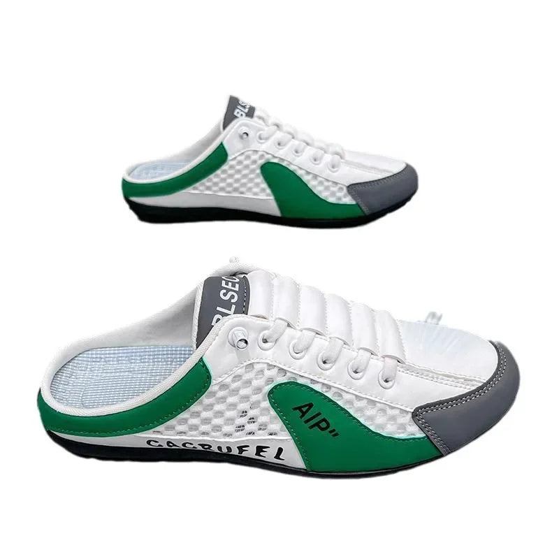 Men's Slip-On Lace-Up Casual Sports Shoes Breathable Mesh Unisex Spring Autumn Season Low Cut Flat Footwear Quick Easy Wear - Sun Studio