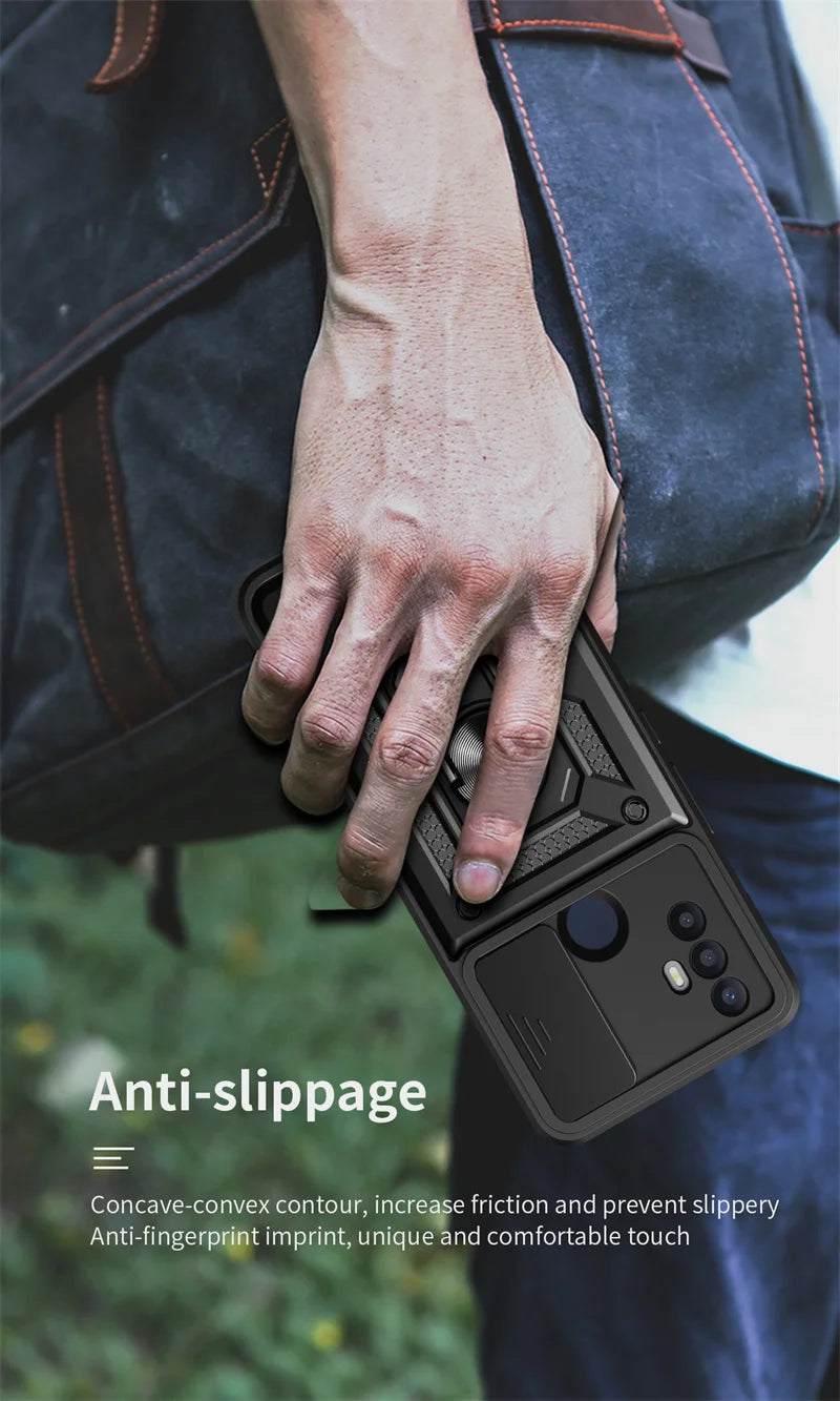 For TCL 30 SE Case Shockproof Armor Slide Lens Protect Coque For TCL 30SE tcl30se 4G Car Magnetic Holder Ring Stand Back Cover - Sun Studio