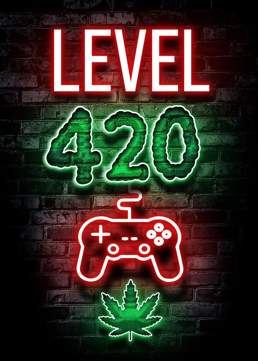 Gaming Gamer Quotes Neon Poster Vintage Gamepad Symbol Quote Canvas Painting Wall Art for Game Room Home Club Decor Mural - Sun Studio