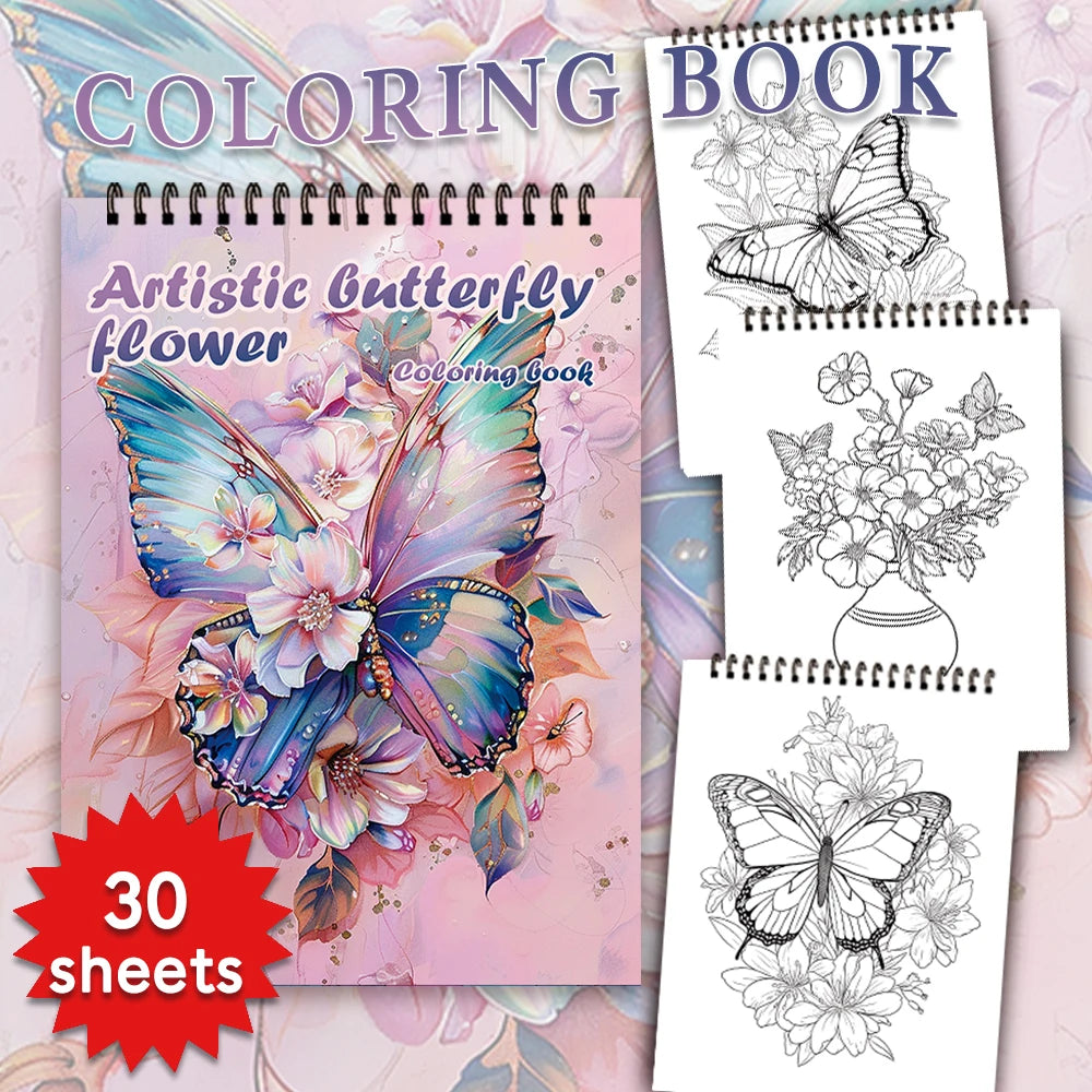 30 Sheets Stress Relief Coloring Book, 11.2x 8.3in,100gsm Thick Paper, Spiral Bound, Halloween Gift, Christmas Gift Option - Sun Studio