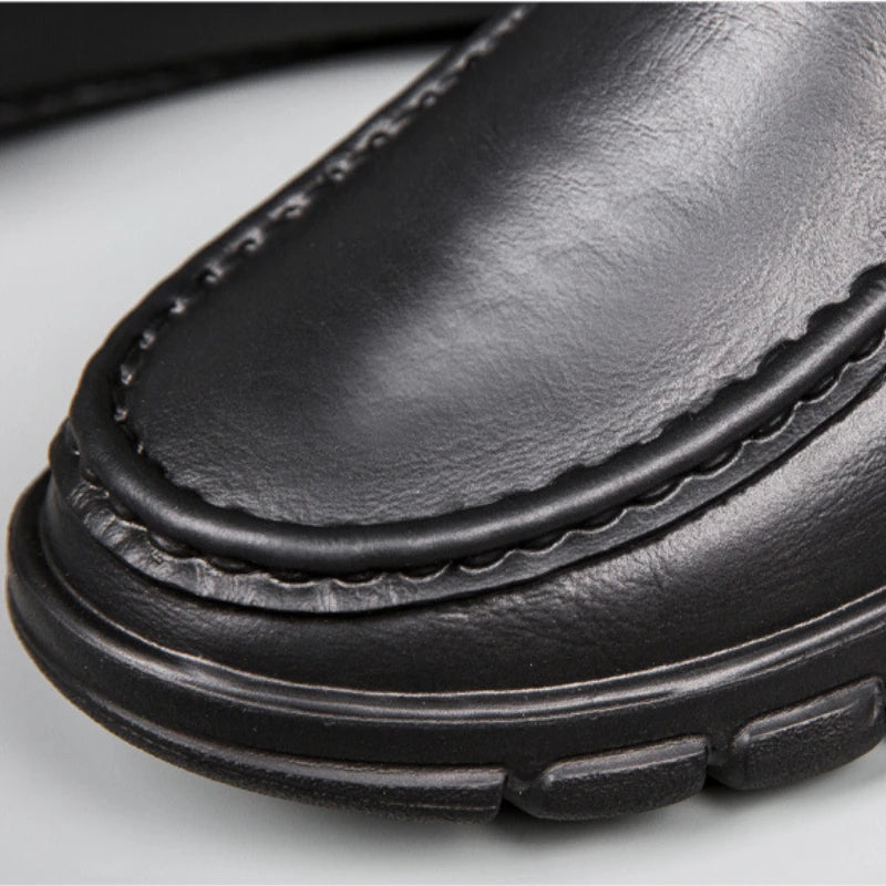 Fashion Leather Men's Casual Shoes Non-slip EVA Chef shoes Men Waterproof Loafers Comfort Soft soled Men Driving shoes Plus Size - Sun Studio