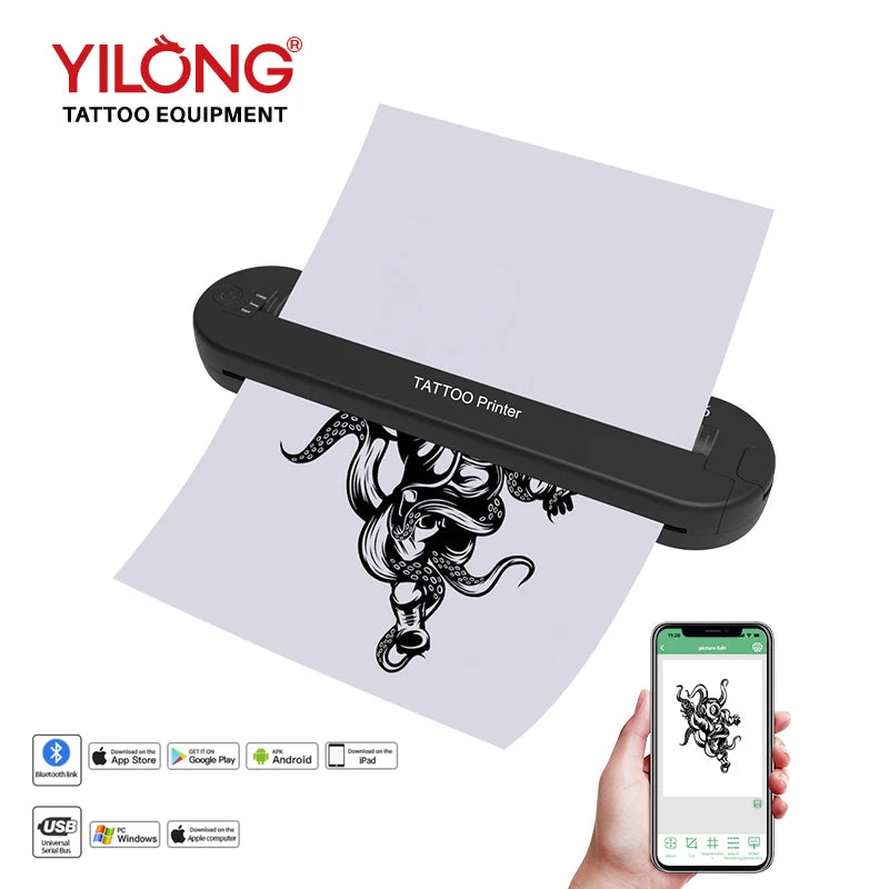 Tattoo ats886 Thermocopier A4 Wireless Tattoo Transfer Bluetooth Mobile&pc Printer Thermal Printer Tattoo for Machine Printing - Sun Studio