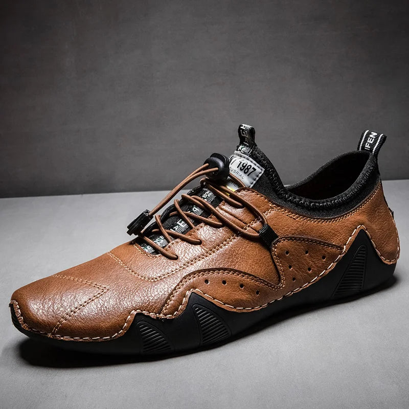 Leather Casual Sneakers for Men Driving Shoes 2024 New Fashion In Waterproof Men Doug Luxury Dress Loafers Shoes Footwear ﻿ - Sun Studio