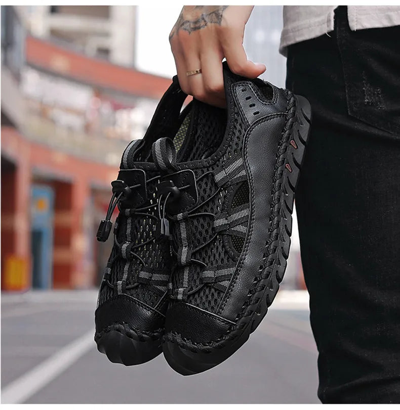 Hot Sale Summer Men's Sandals Outdoor Non-slip Men's Beach Sandals Handmade Genuine Leather Men's Shoes Fashion Men Sneakers - Sun Studio