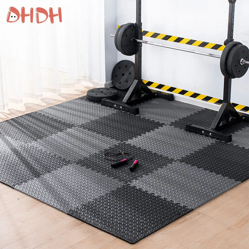 Gym Floor Mat for Home Workout Anti-Slip Rubber Exercise Mat with Interlocking Design, Durable Fitness Rug Weightlifting & Yoga - Sun Studio