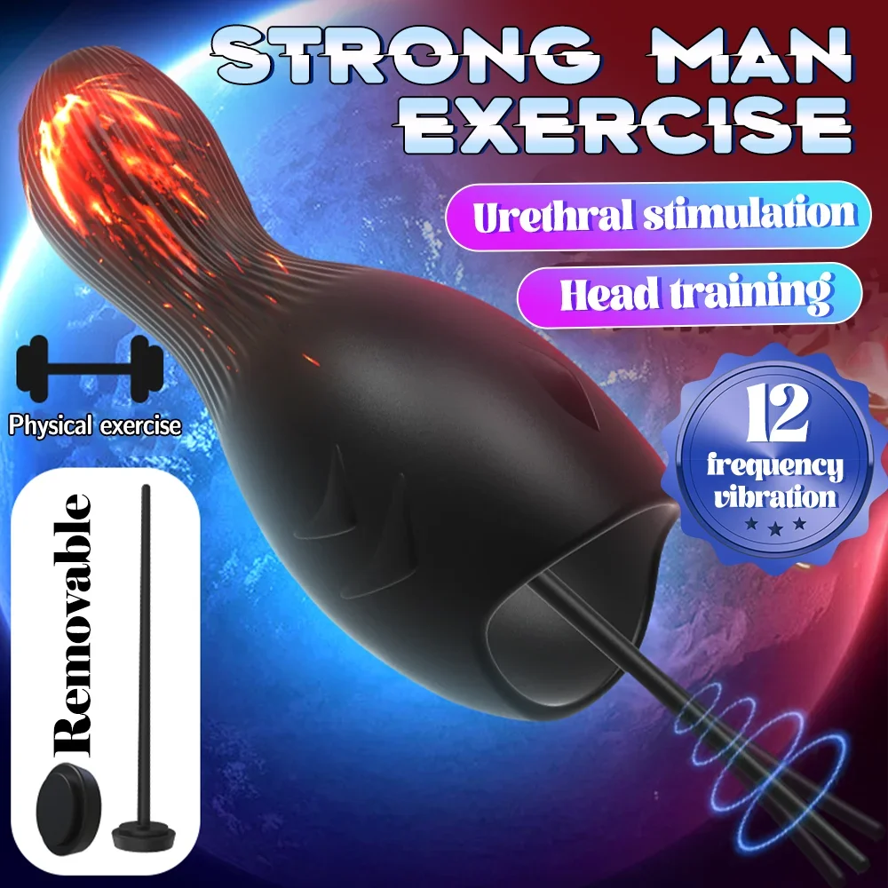 Male Masturbator Urethral Vibrator Glans Stimulator Massager Penis Trainer Penetration Urethral Wrap Mens Portable Pocket Pussy - Sun Studio