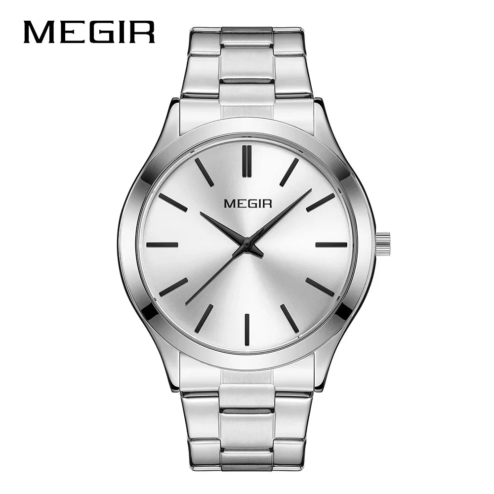 MEGIR Business Luxury Men's Watches Stainless Steel Luminous Waterproof Man Wristwatch Fashion Casual Men Quartz Watch Reloj - Sun Studio
