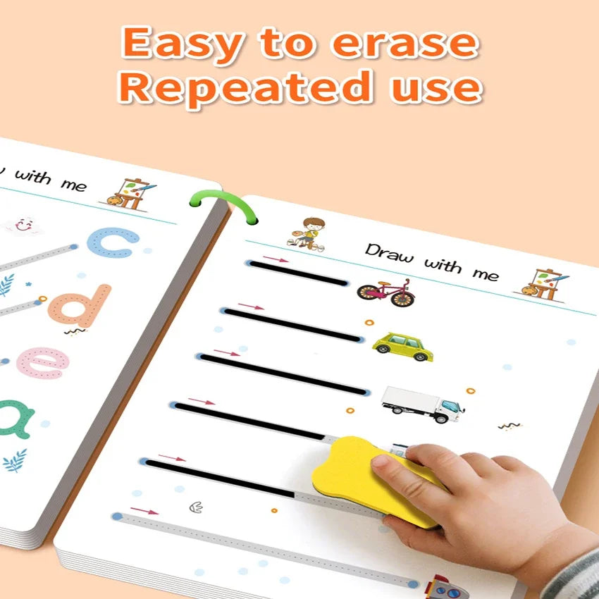 Reusable Pen Control Training Book for Children Magical Tracing Workbook Montessori Educational Calligraphy Practice Copybook - Sun Studio