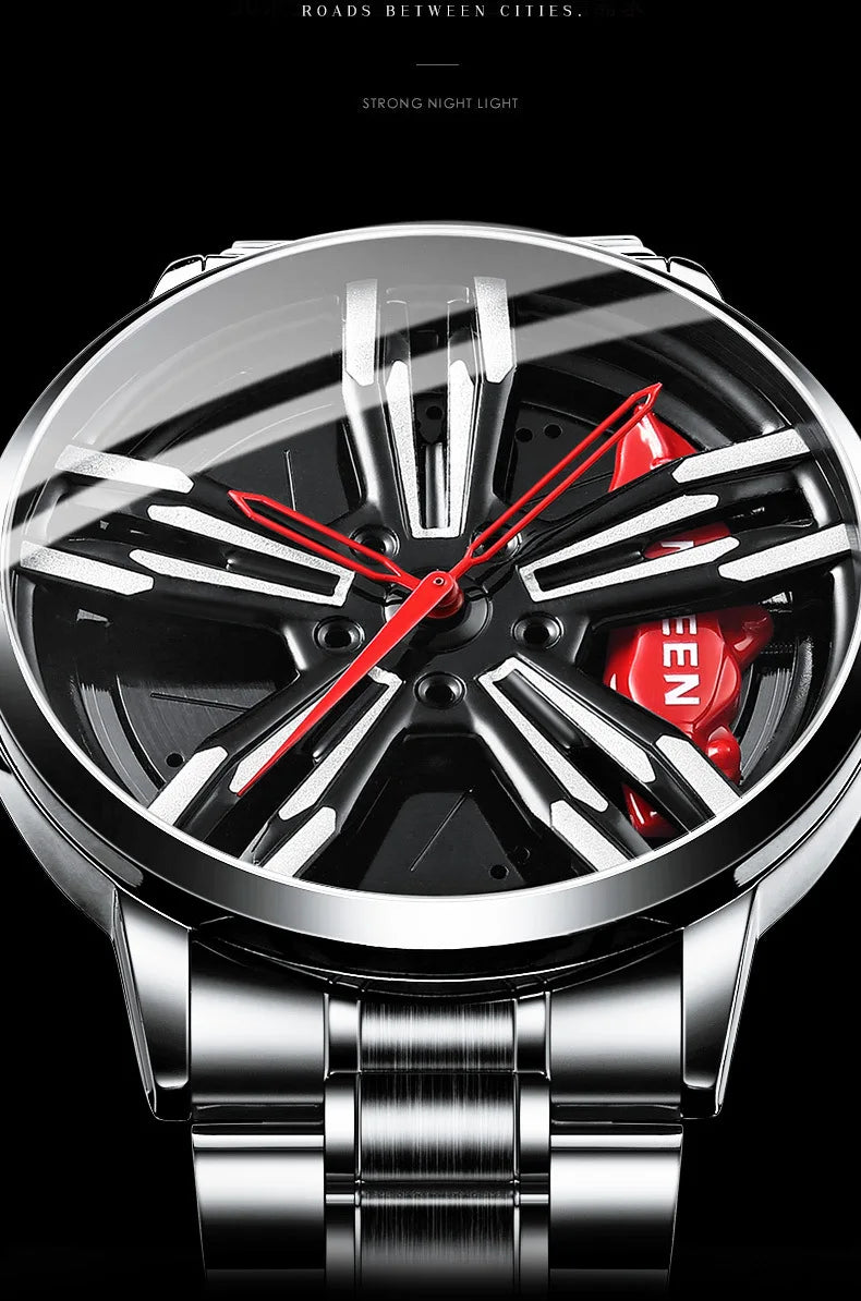 2025 New Racing Watches Men Custom Design Super Car Rim Watch Stainless Steel Black Retro Waterproof Watch Relogio Masculino - Sun Studio