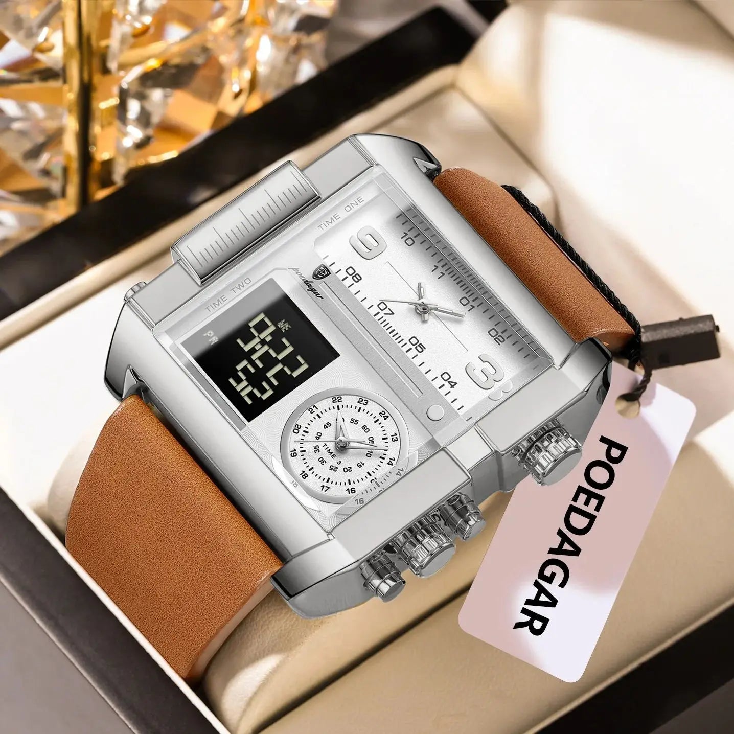 POEDAGAR Luxury Fashion Digital Male Clock Waterproof Luminous Quartz Men Wristwatch Date Week Military Electronic Men's Watches - Sun Studio