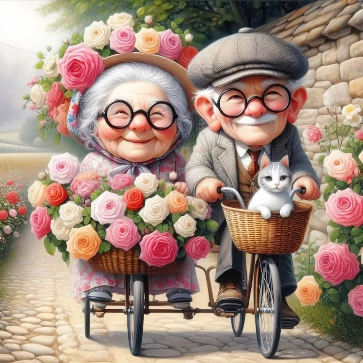 Fairy Dust AB Cartoon Grandpa and Grandma 5D DIY Diamond Painting Cross Stitch Art Mosaic Full Embroidery Home Decor Kids Gift