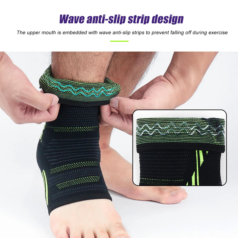 BraceTop 1 PC Compression Sports Ankle Brace with Silicone Padded Protect Heel Ankle Support Basketball Football Ankle Protector - Sun Studio