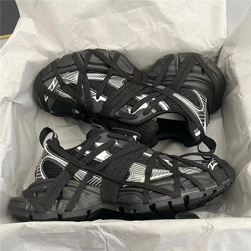 Large Size Casual Trainers Luxury Designer Unisex Shoes Chunky Heel Platform All Match Increasing Sport Runway Sneakers Female - Sun Studio