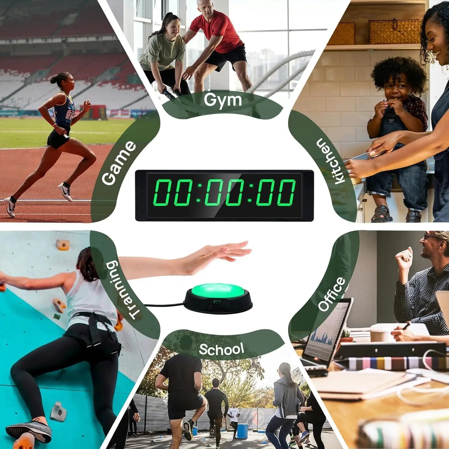 Gym with Start/Stop Button, Interval Timer for Workout, Stopwatch/Countdown Timer with Remote, 12/24H Digital Wall Clock - Sun Studio