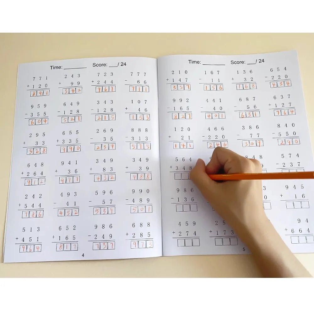 Addition And Subtraction Within 1000 Maths Workbook Primary School Training Book Arithmetic Competition Teaching Aids Montessori - Sun Studio