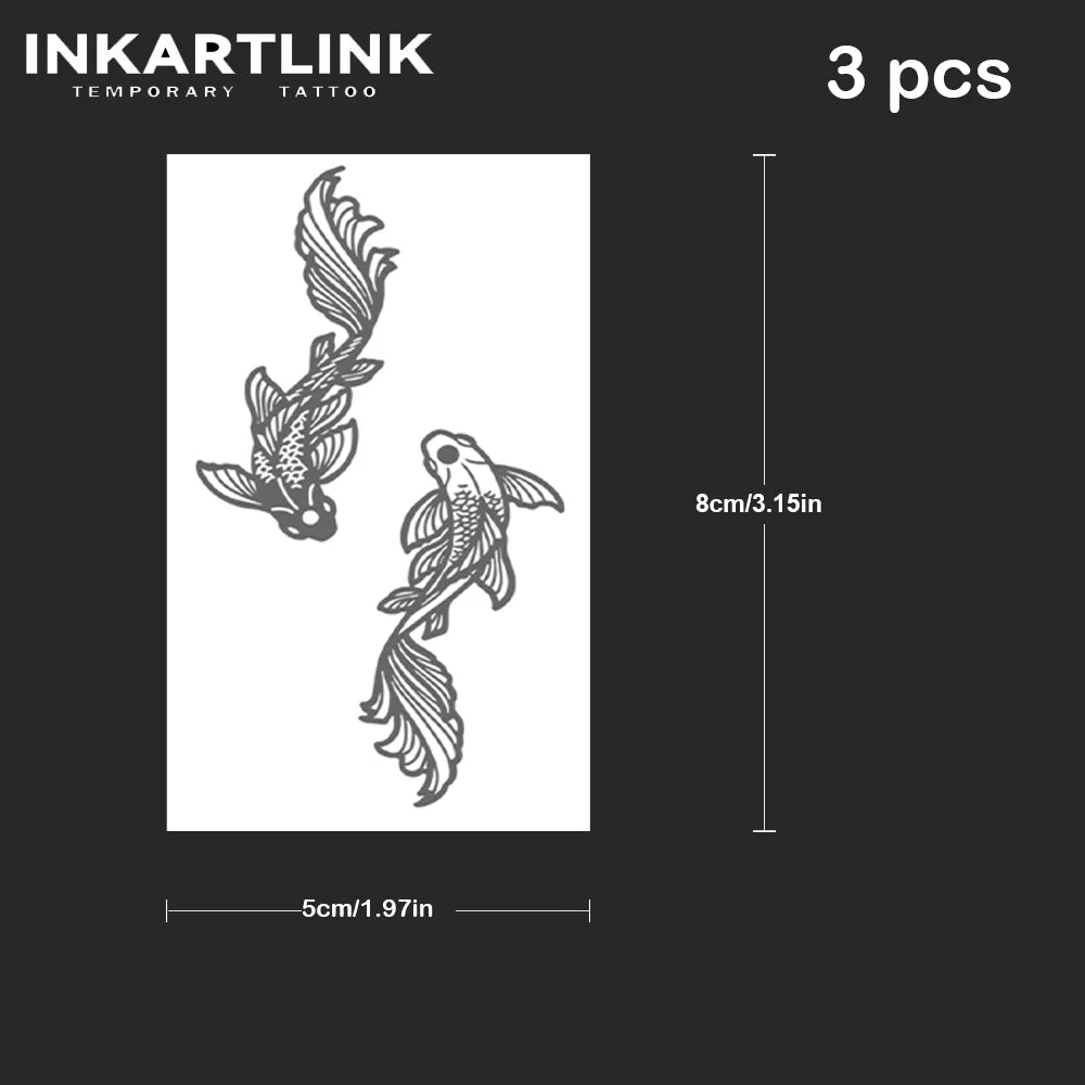 INKARTLINK Pisces Tattoo Patch 1-2 Weeks Long lasting Minimalist Scale Line Waterproof Temporary Tattoo Wrist Decoration 3pcs - Sun Studio