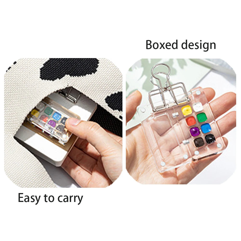Transparent painting color panel, mini color boxes are convenient to carry with you, outdoor sketch watercolor and oil painting - Sun Studio
