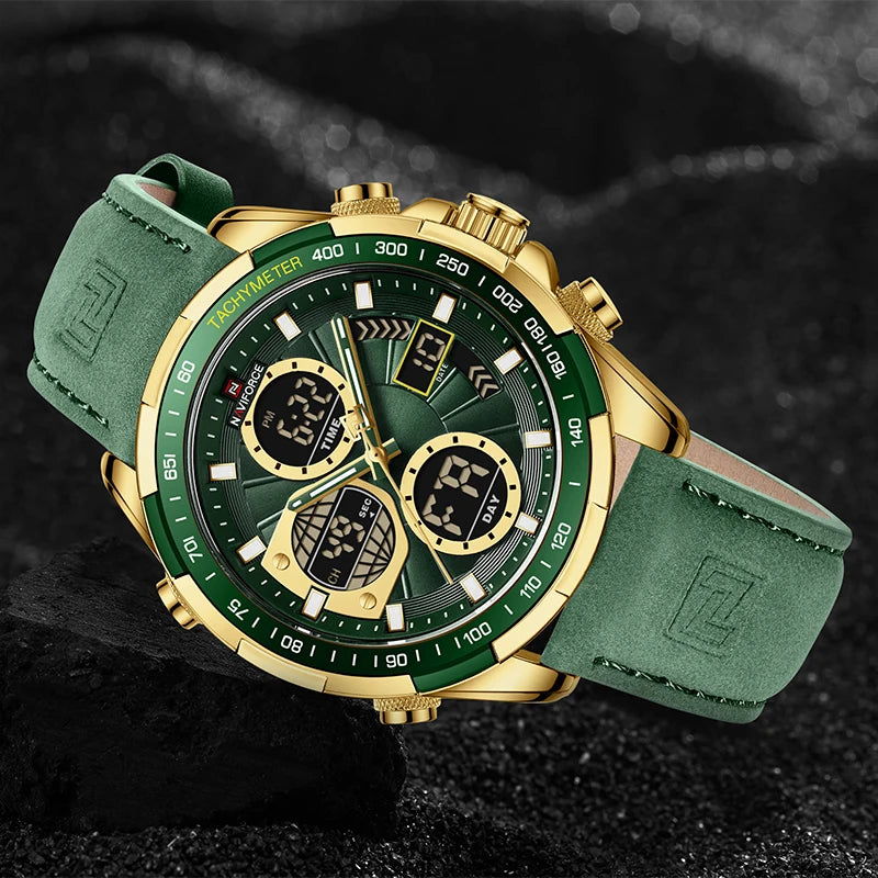 New NAVIFORCE Watches for Men Leather Mens Military Sport Waterproof Watch Quartz WristWatch Chronograph Male Clock - Sun Studio
