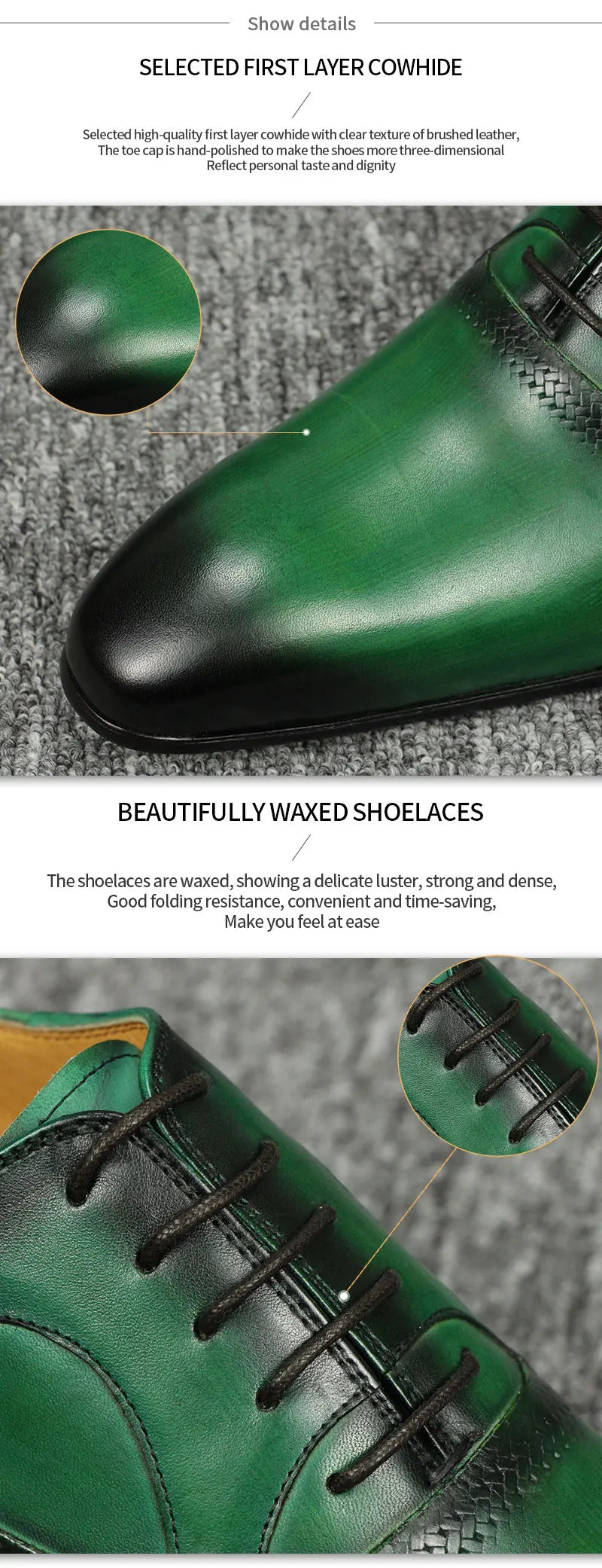 Genuine Leather Dress Men Shoes Exquisite Lace-up Designer Wedding Party Office Oxfords Pointed Toe Big Size Customized Handmade - Sun Studio