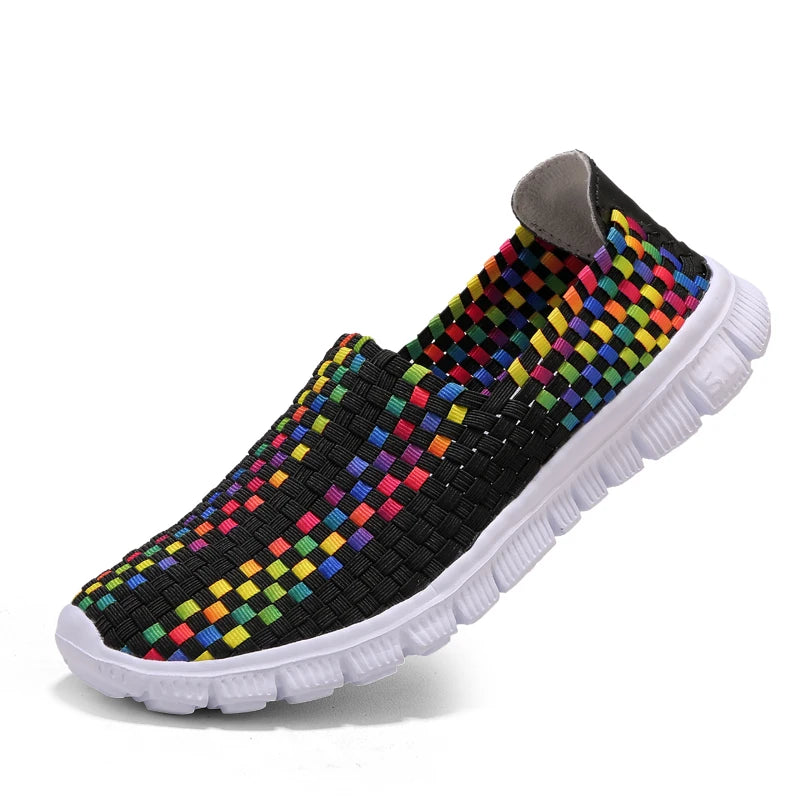 STRONGSHEN Men Shoes Summer Breathable Women Handmade Woven Shoes Couple Casual Flats Shallow Loafers Unisex Zapatos De Mujer