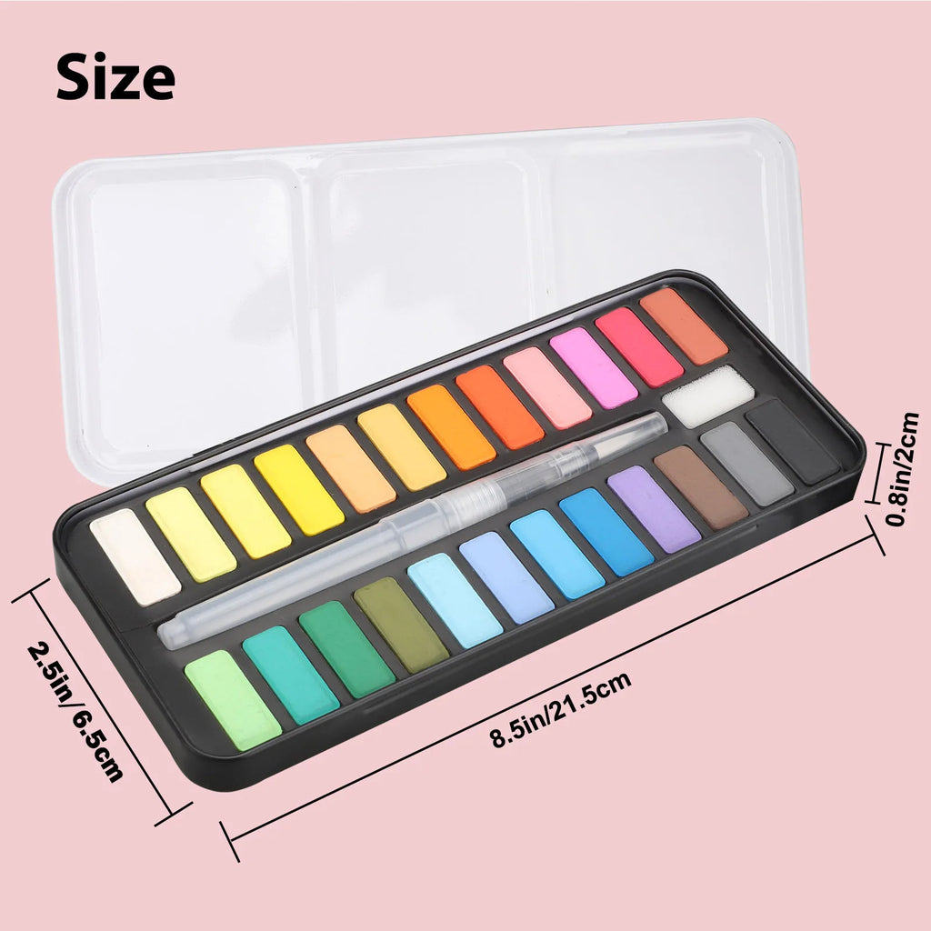 Mini Watercolor Paint Set Box Portable Lightweight Travel-Sized Moisturizing Palette for Painting and Sketching - Sun Studio