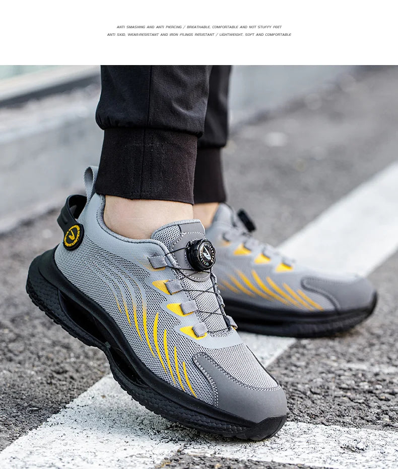 2026 Security Safety Shoes Men Rotating Button Work Sneakers Indestructible Shoes Puncture-Proof men Sport Shoes Steel Toe Boots