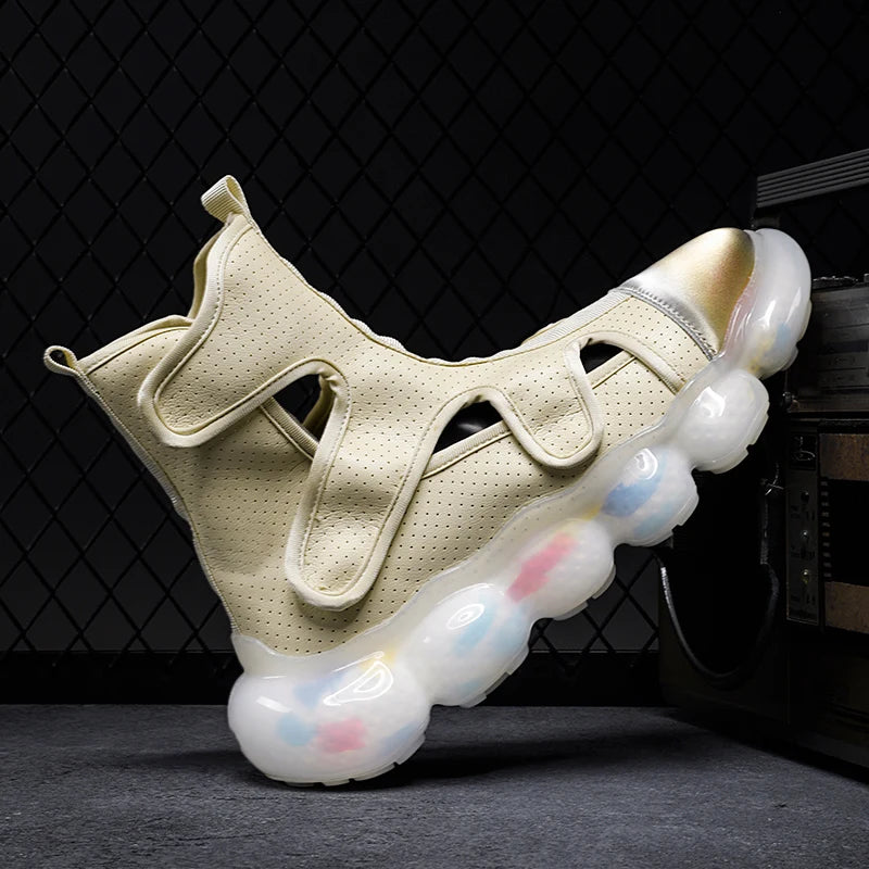 2023 Spring New Men's Casual Shoes Fashion Solid Color Shoes Outdoor Outsoles Breathable Light Comfortable High Top Man Sneakers - Sun Studio