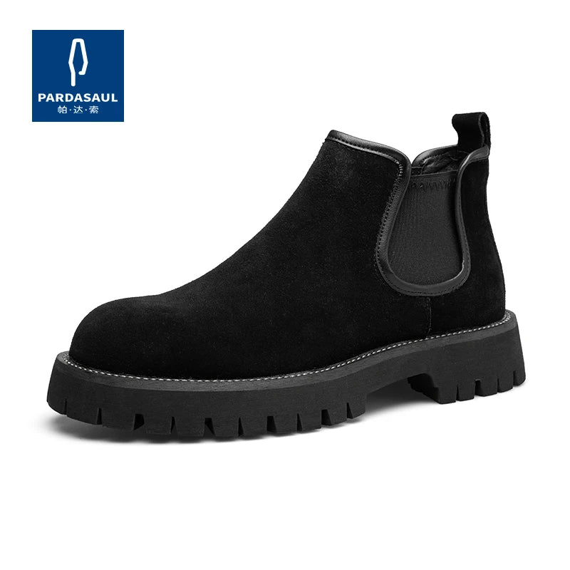 Chelsea boots, short boots, men's boots, breathable men's shoes, versatile and trendy high top leather boots 231146 - Sun Studio