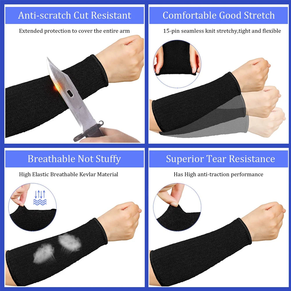 1Pair Level 5 HPPE Cut Arm Sleeve,Cut Resistant Thumb Protector Sleeves,Resistant  Anti-Puncture Work Protection Arm Sleeve - Sun Studio