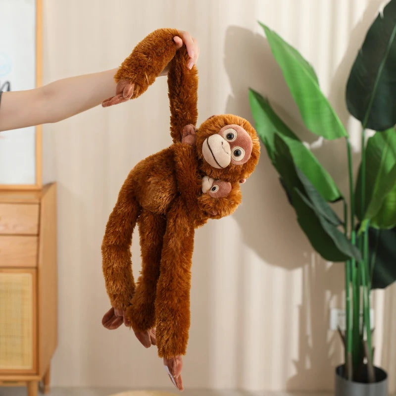 Cartoon Punch Monkey Plush Doll Brown Chimpanze Mom And Black Monkey Baby Together Animal Stuffed Doll Home Decor Gift For Kids
