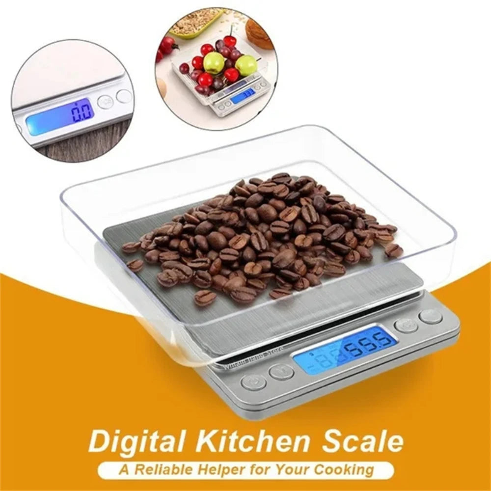 Digital Kitchen Scale Mini Pocket Stainless Steel Precision Jewelry Electronic Balance Weight Gold Gram 0.1/3000g Weigh Scales - Sun Studio