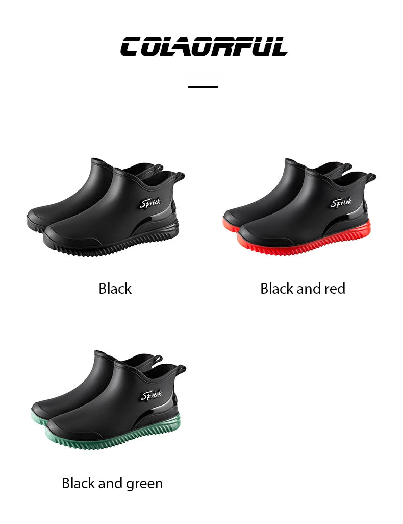 Couples Short Rain Shoes Fashion Light Waterproof Shoes Non-Slip Sports Korean Rain Boots - Sun Studio