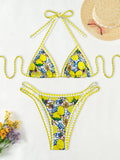 2024 Women's Fruit Lemon Printed Bikini Set Swimming Two Piece Sexy Swimsuit Beach Wear Bohemian Bikini - Sun Studio