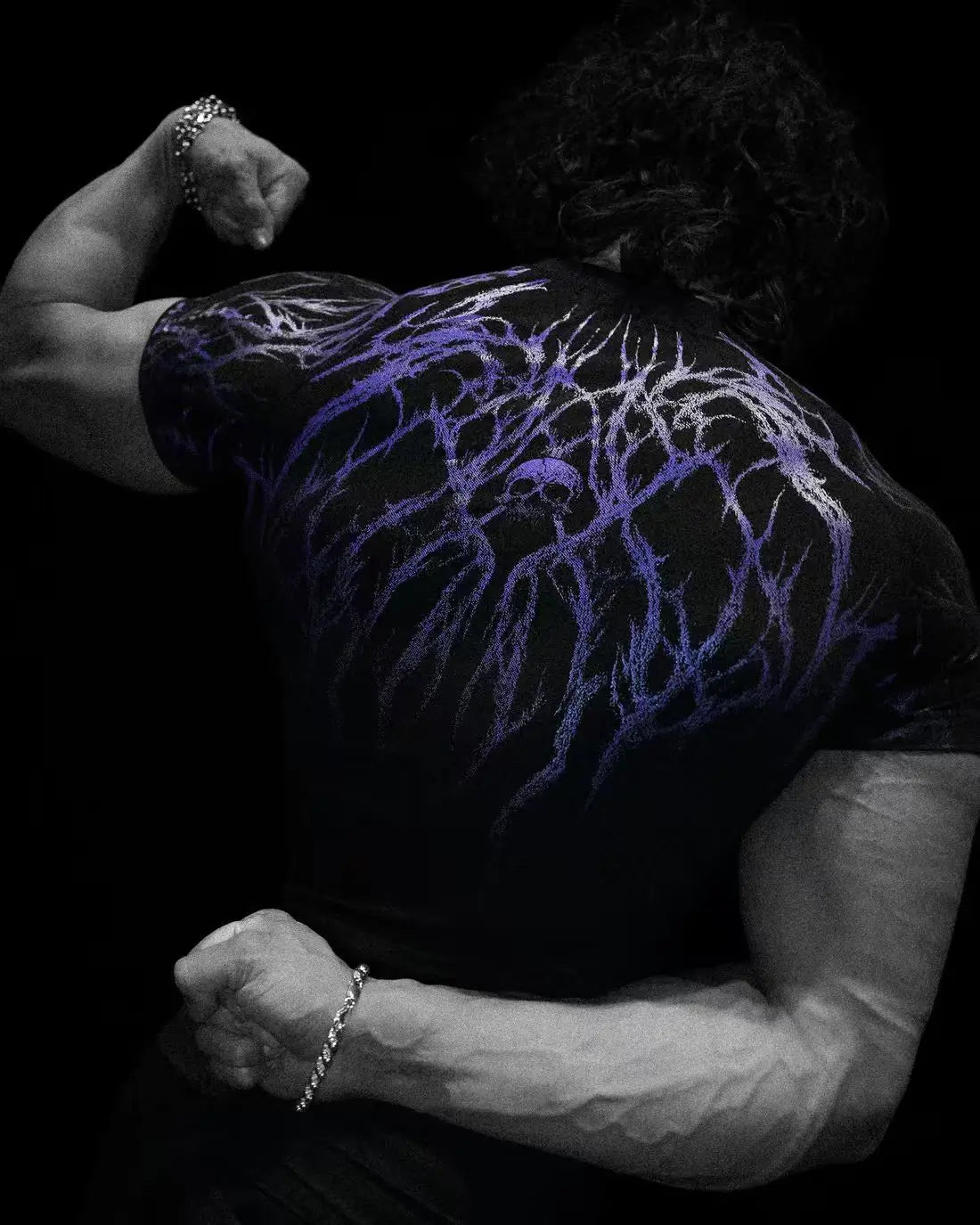 GYM T-shirt Men's Dark Gothic Print Muscle Tee High Elasticity And Quick Drying Exercise For Bodybuilding Training - Sun Studio