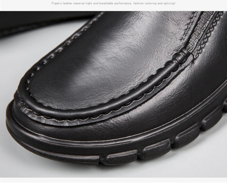Fashion Leather Men's Casual Shoes Non-slip EVA Chef shoes Men Waterproof Loafers Comfort Soft soled Men Driving shoes Plus Size - Sun Studio