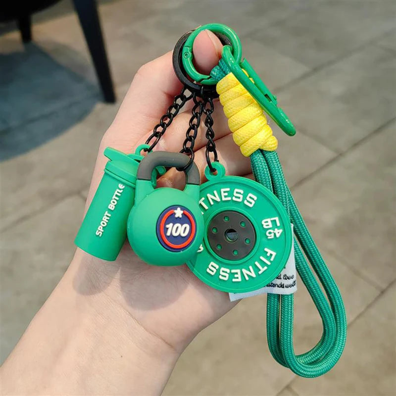 Fitness Keychain Gym Lovers Fitness Enthusiast Gift Barbell Dumbbell Keychain Fitness Bag backpack Charms - Sun Studio