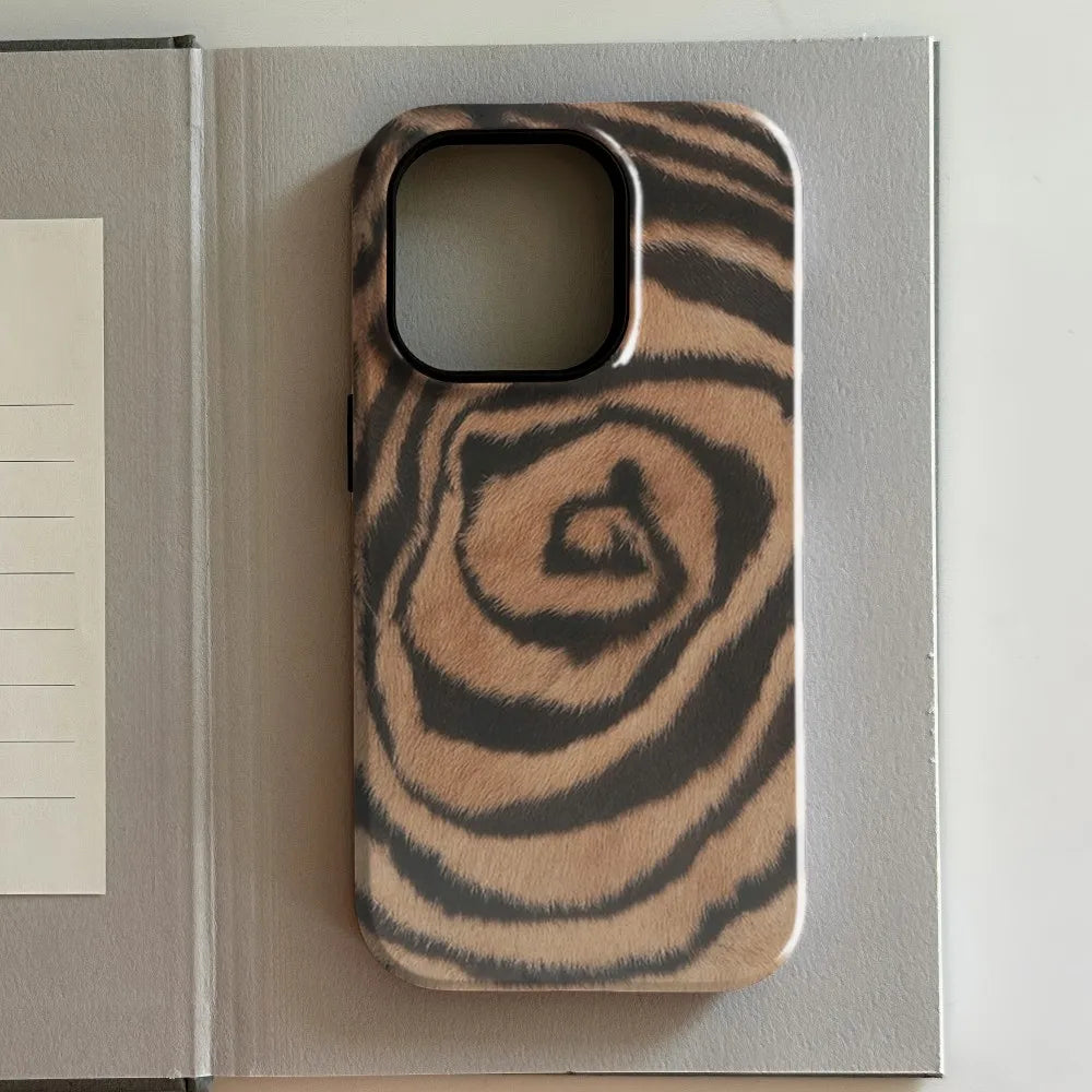 Luxury Clmj Brown White Mottled Phone Case for iPhone 17 16e 16 15 14 13 12 11 X XS XR XSMAX Air Pro Max Plus Double-layer Cover - Sun Studio
