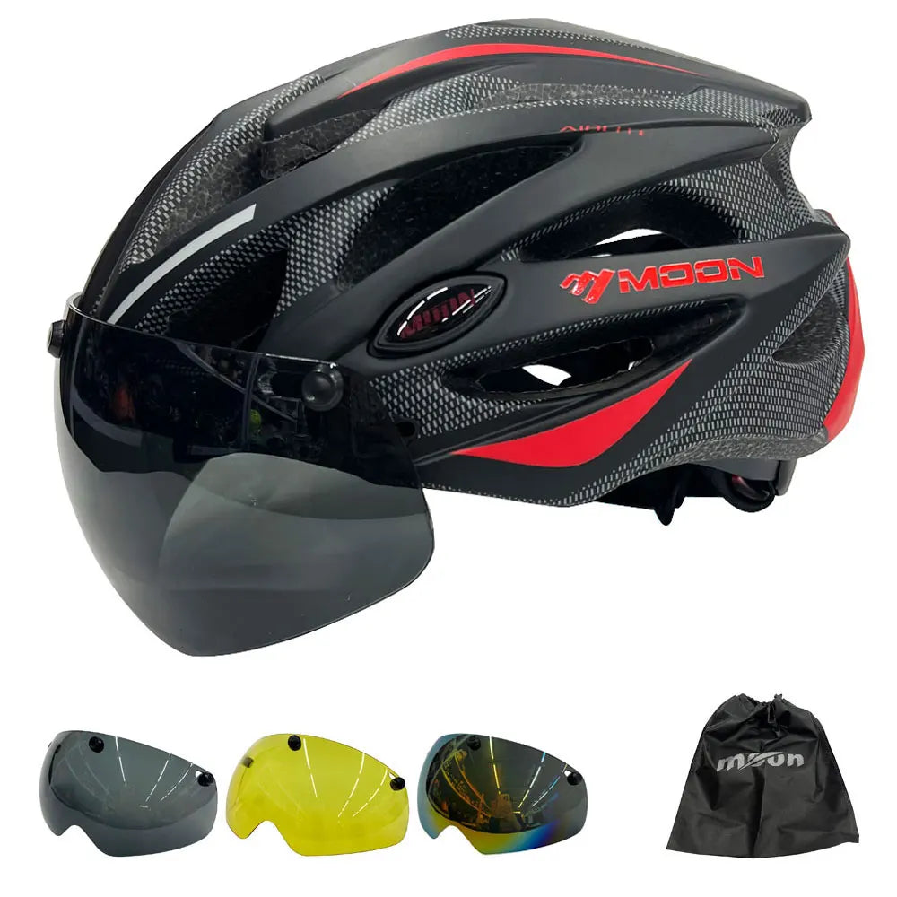 Lightweight Cycling Safety Helmet Outdoor Motorcycle Bicycle Helmet With Removable Visor Glasses MTB Mountain Road Bike Helmet - Sun Studio