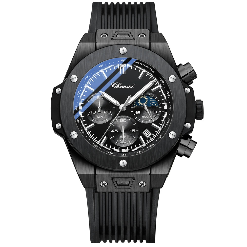 CHENXI Montres de Luxe de Marque Top pour Hommes, Cadran Lumineux Créatif de Mode avec Horloge Chronographe, Montres-Bracelets Décontractées pour Hommes