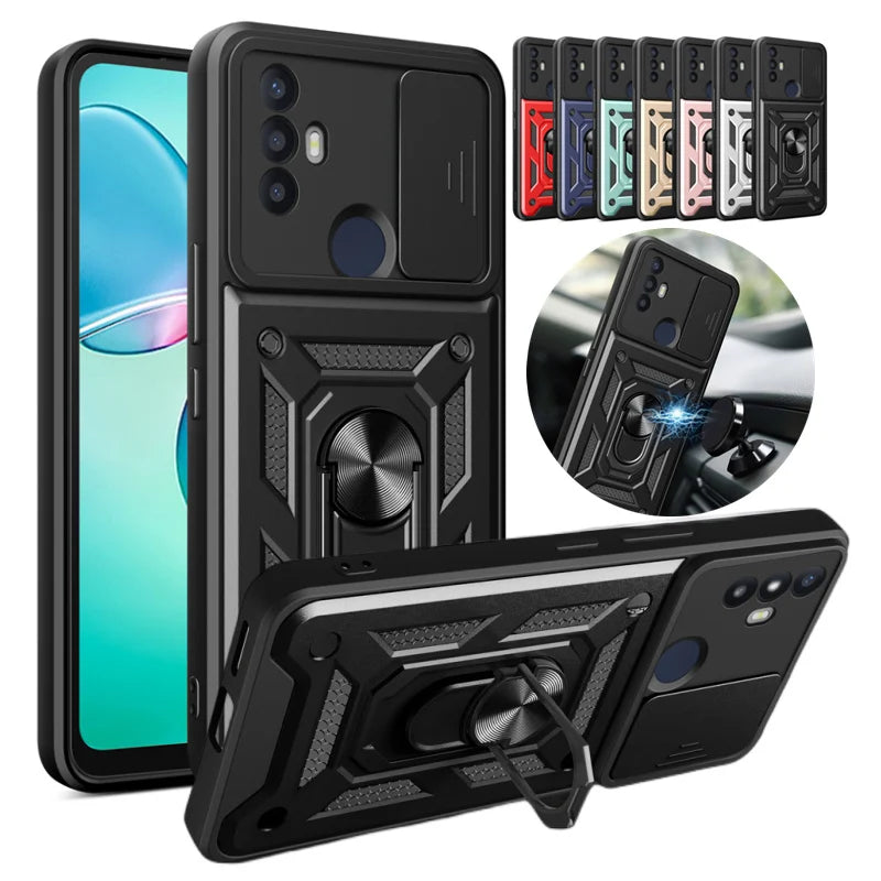 For TCL 30 SE Case Shockproof Armor Slide Lens Protect Coque For TCL 30SE tcl30se 4G Car Magnetic Holder Ring Stand Back Cover - Sun Studio